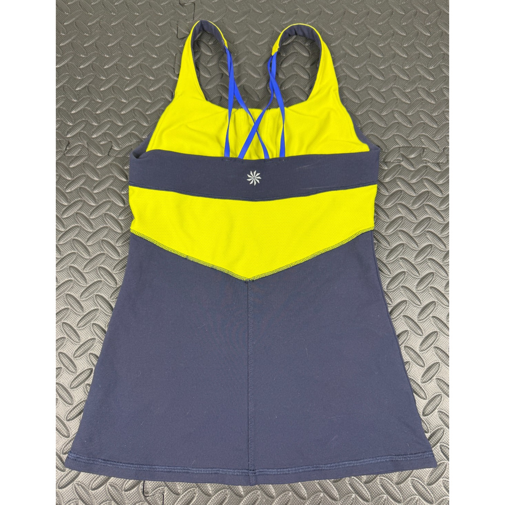 Athleta Speedlight Seamless Racerback Tank Top Navy/Neon Size XXS RN#54023
